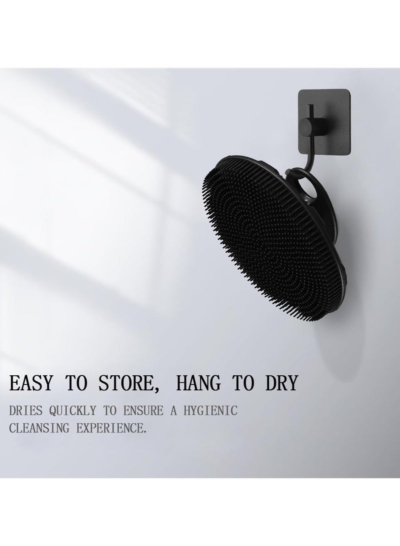 food grade soft silicone body scrubber shower brush handheld cleansing skin brush gentle exfoliating and lather well 1pcs black - Image 4